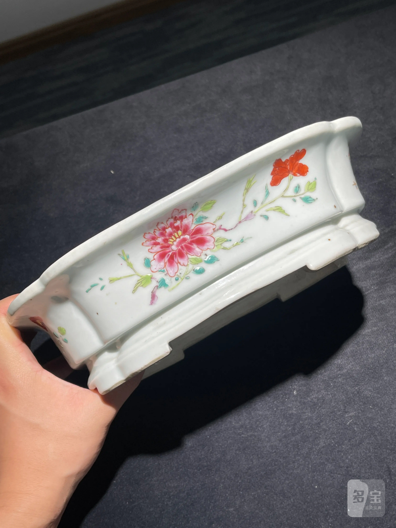 清雍正 粉彩花卉纹水仙盆 - 图4